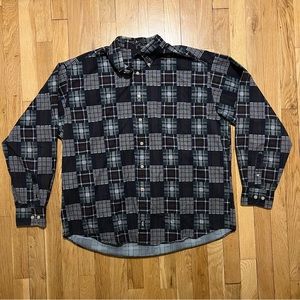 Vintage Dockers Levi’s Mens Large Indigo Button Down Long Sleeve Plaid